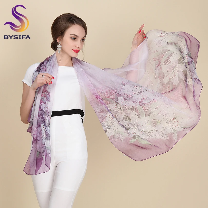 

2016 Autumn Winter Long Silk Scarf Shawl Fashion Female Long 100% Mulberry Silk Scarf Summer Thin Silk Chiffon Beach Scarf Wraps