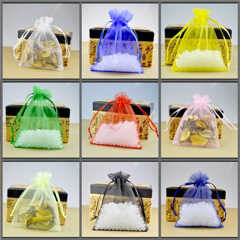 

Free Shipping Wholesale 100pcs/lot 15x20cm random mixed color Drawable Organza Jewelry Packaging Wedding Gift Bags&Pouches