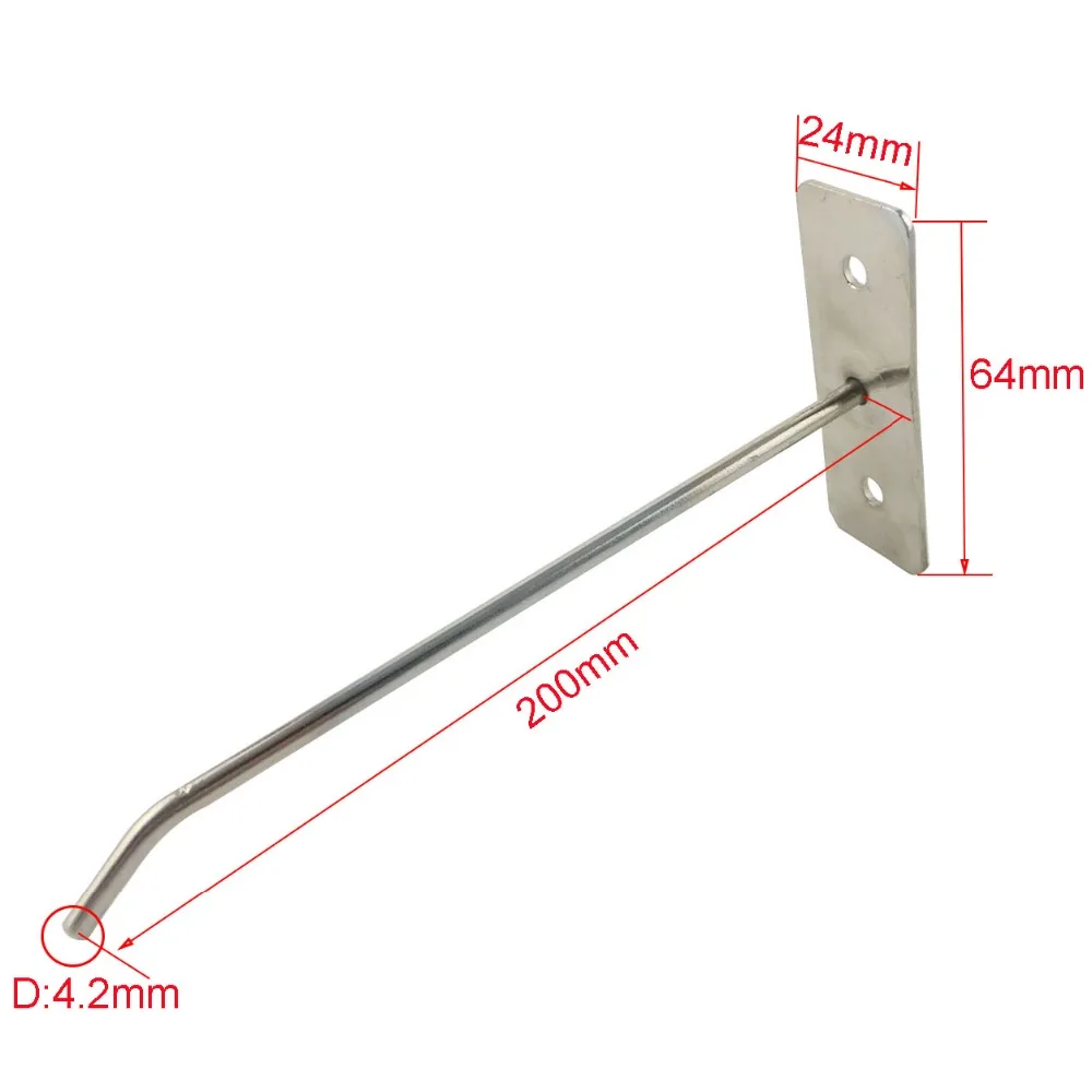 10 pz Montaggio A Parete Display Ganci Gancio 200mm di Lunghezza Del Bordo Della Parete Ganci per il Supermercato Negozio