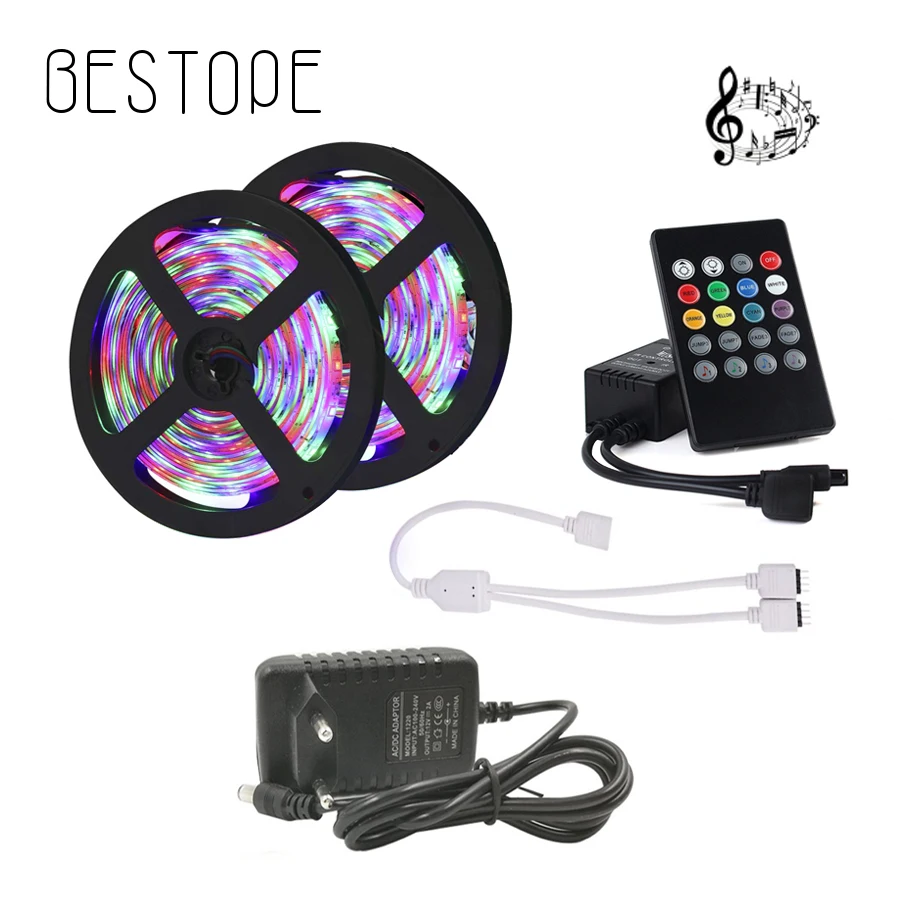 

Led Strip 5M 10M 15M 2835 5050 Led Strip Light waterproof diode tape music led ribbon with controller and power adapter