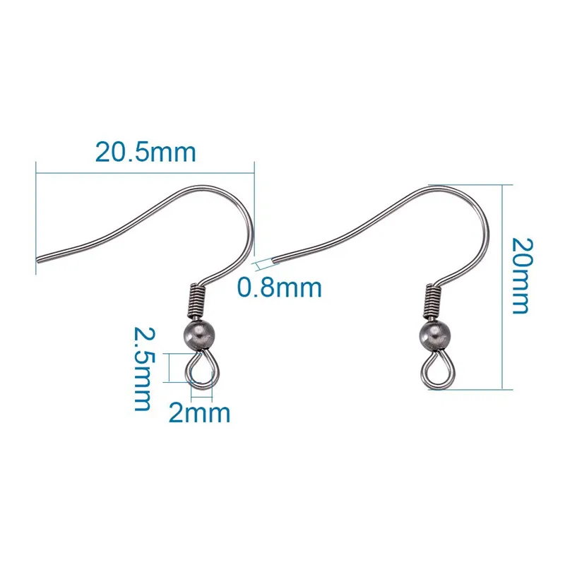 200 Pair 304 Stainless Steel Earring Hooks Earring Wires for Jewelry Making,Stainless Steel Color,20.5x20x3mm Hole: 2.5x2mm F80