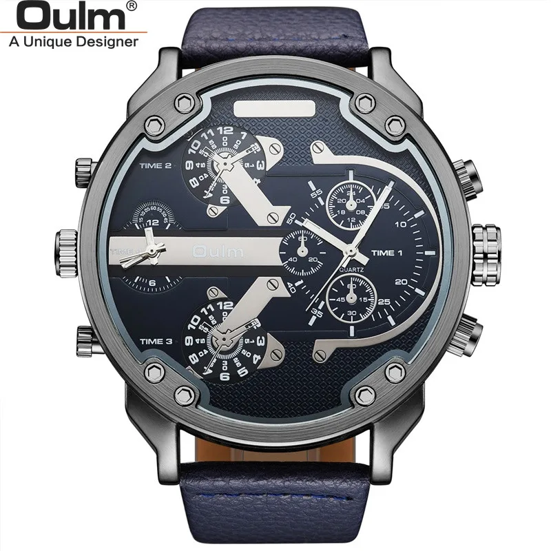 Oulm 3548 Famous Designer Mens Watches Top Brand Luxury Quartz Watch Big Dial Military Quartz Wristwatch relogio masculino