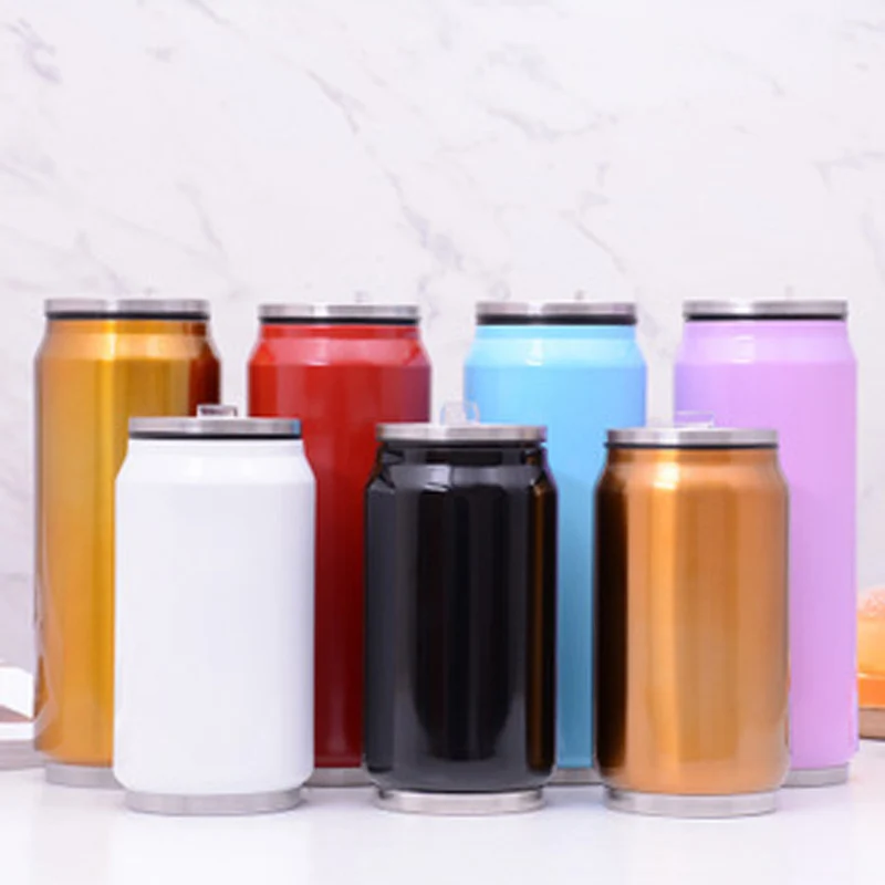 New Hot 350/500ml Stainless Steel Thermos Cup Mini Bottle Vacuum Flask Straw Coffee Thermal Thermoses Cans Cups Thermo cup Mug