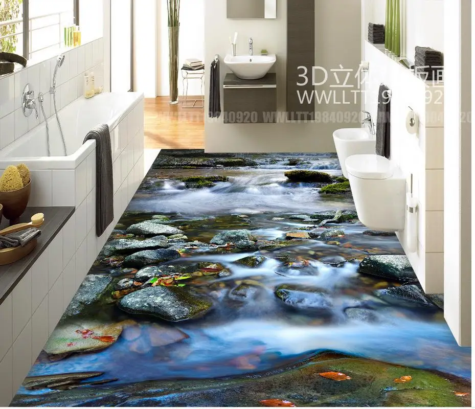 

Home Decoration 3D wallpaper floor for living room Custom Photo self-adhesive 3D floor PVC waterproof floor