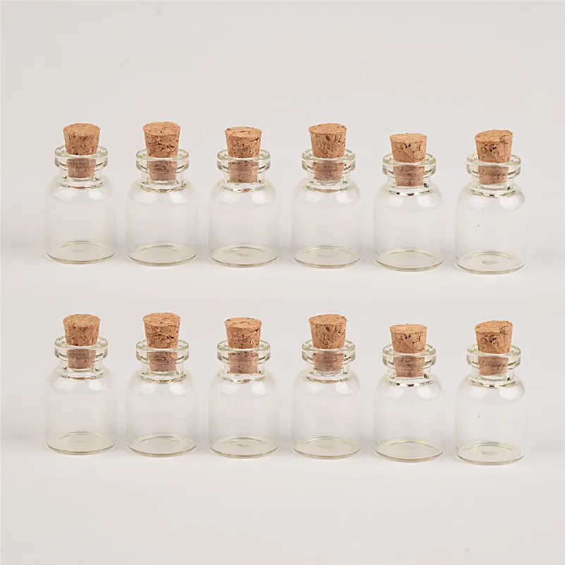 

Small Glass Bottles With Cork Mini Bottles Tiny Wishing Bottles 1.5 ml Charms Pendants Bottles 100 pcs New Arrival