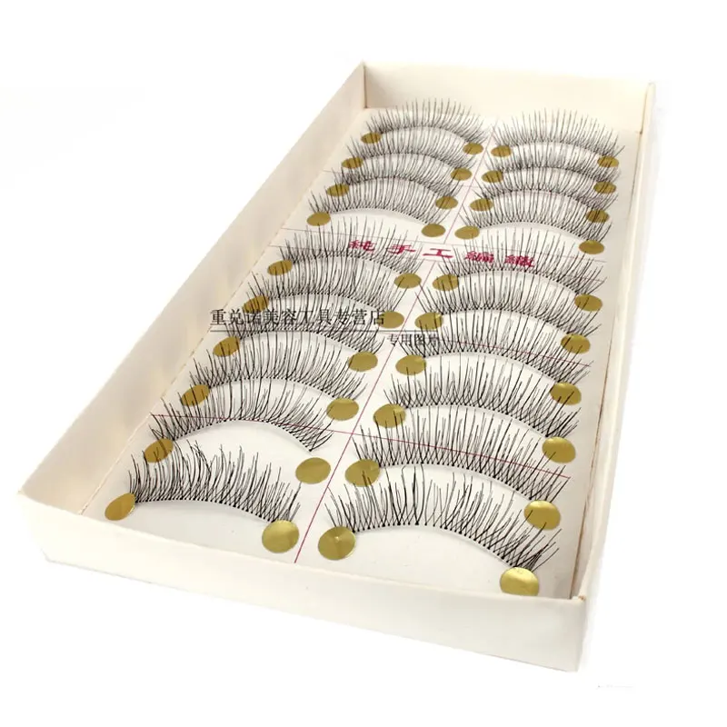 10 Pairs Handmade Transparent Plastic Full Strip Natural False Eyelashes Thick Eyelash Popular False Lashes Makeup