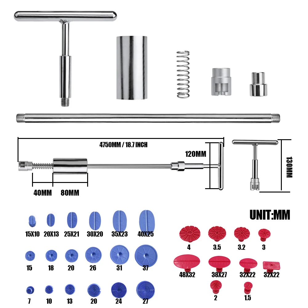 PDR Tools Kit Paintless Dent Repair Dent Puller Slide Hammer Reverse Hammer PDR Glue Tabs Fungi Suction Cup For Dent Removal