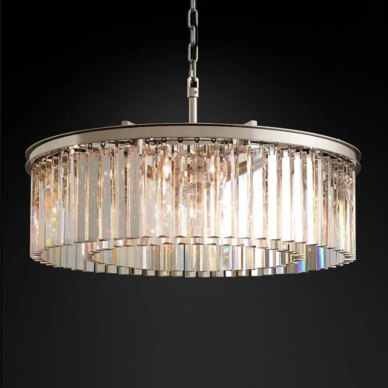 ثريا كريستالية مستديرة من الكروم، تركيبات إضاءة غرفة المعيشة، طراز جديد #3
