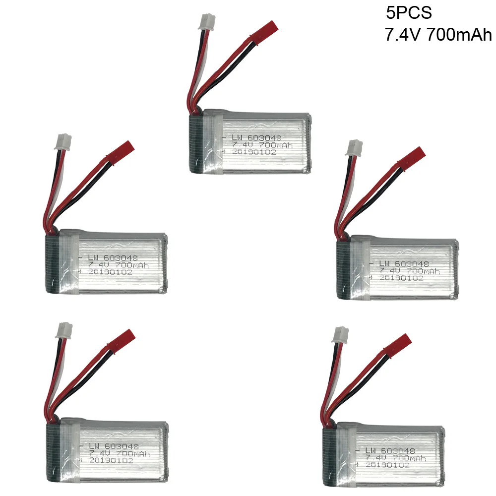 

5PCS 7.4V 700mAh Lipo battery For MJXRC X600 F46 JXD391 aircraft model 2s 603048 JST plug 7.4 V lip battery for MJXRC toy miodel