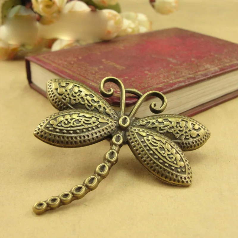 5pcs/lot 60x60mm Antique Bronze Vintage Tibetan Silver dragonfly Charm Pendant for Diy Necklace Jewelry Making Handmade