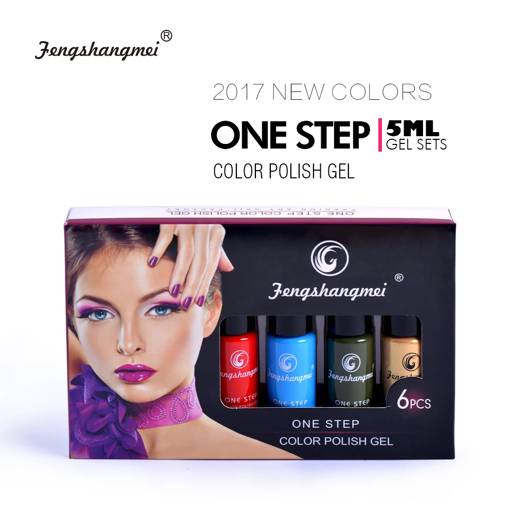 fengshangmei One Step Gel Manicure Gel Varnish Nail Art Color Gel Nail Polish 6pcs/pack