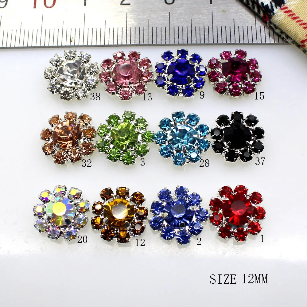 12 Color Flat Back Rhinestone decoration button button used on diy craft shank return 12mm 10 pcs / lot