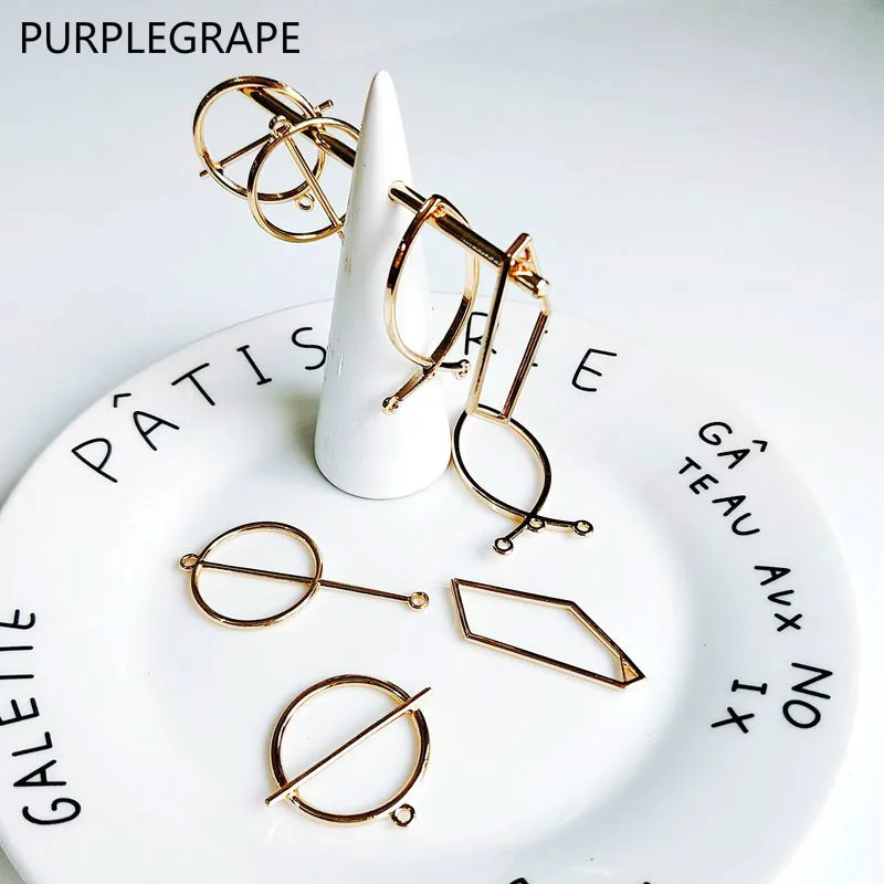 PURPLEGRAPE Minimalism European and American metal geometry diy material handmade earrings accessories wholesale