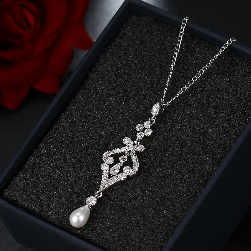 EMMAYA New Simulated Pearl Fashion Pendant Necklaces Wedding CZ Crystal Wholesale Price