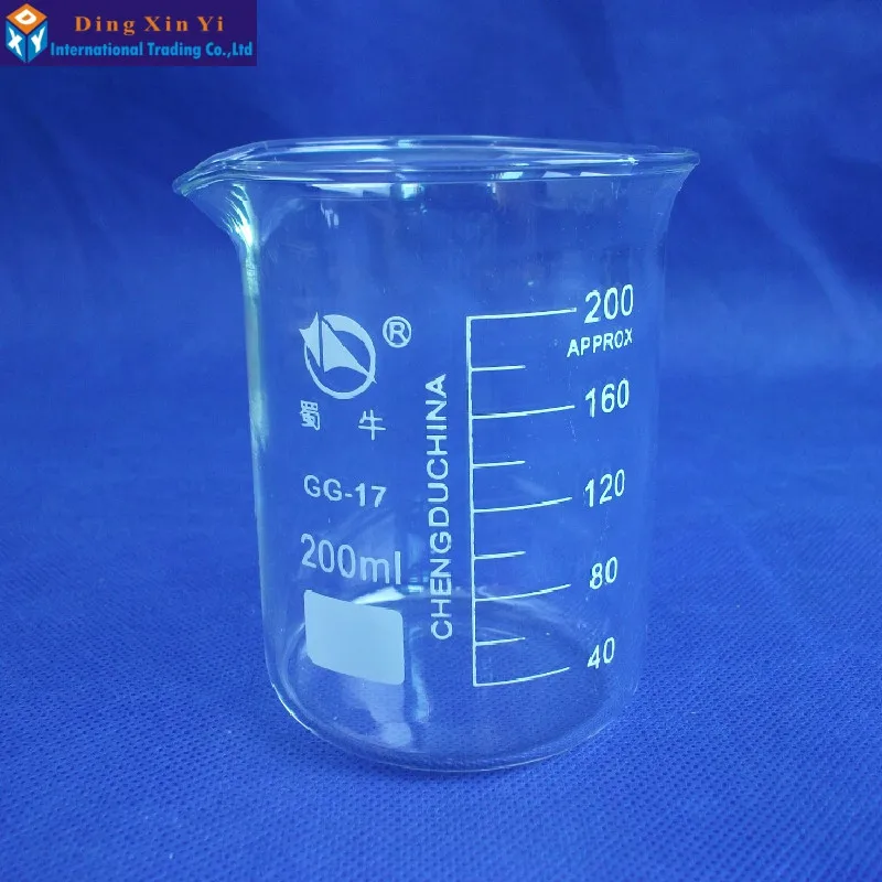 4pcs/lot 200ml Glass beaker Lab Supplies Chemistry Laboratory Borosilicate Glass Transparent Beaker Thickened with Spout