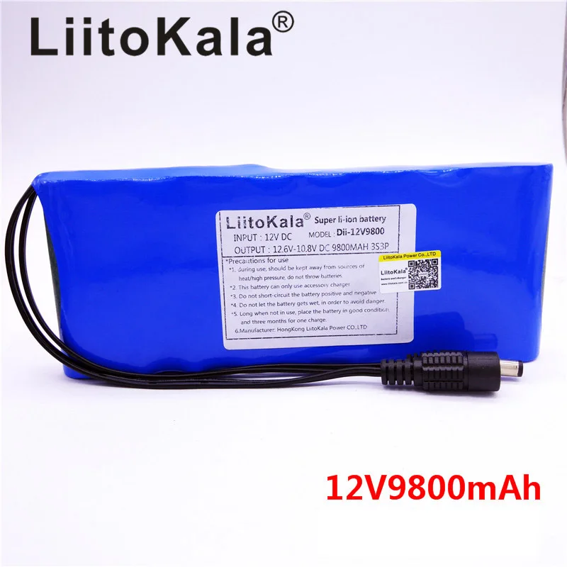 HK LiitoKala 12V 9800mAh 18650 DC 12V 12.6V Super akumulator do kamera telewizji przemysłowej wideo bateria przenośna