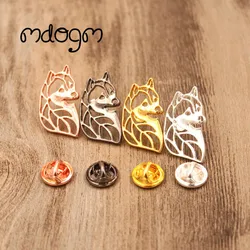 Mdogm Husky Dog Animal Brooches And Pins Suit Cute Funny Metal Small Father Collar Badges Fashion Gift For Male Men B009