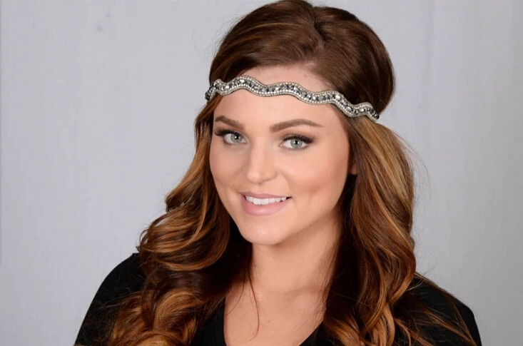 Metting Joura Bohemian Crystal Rhinestone Gun Black Facetedmetal Beads Headband Hairband Hair Accessories