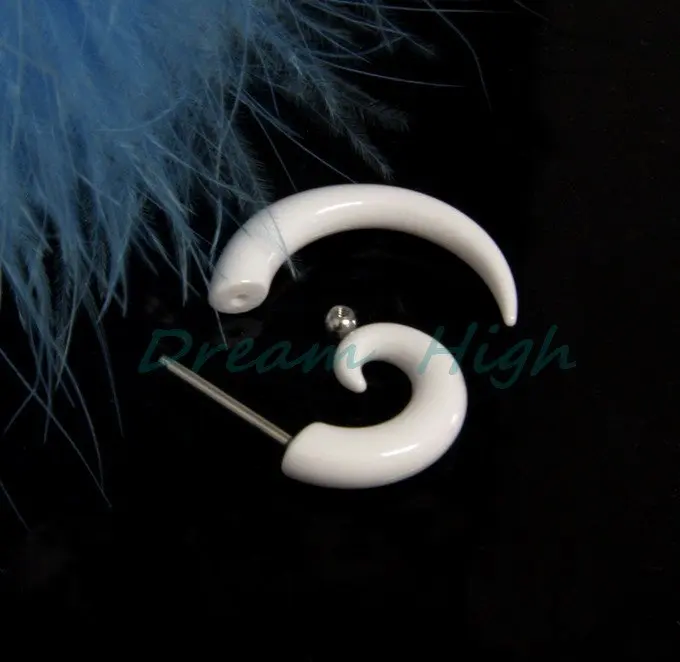 

Wholesale UV Acrylic Ear spiral expanders Earring Fake Ear Plugs 100pcs/lot Promotional Product Free Shipping