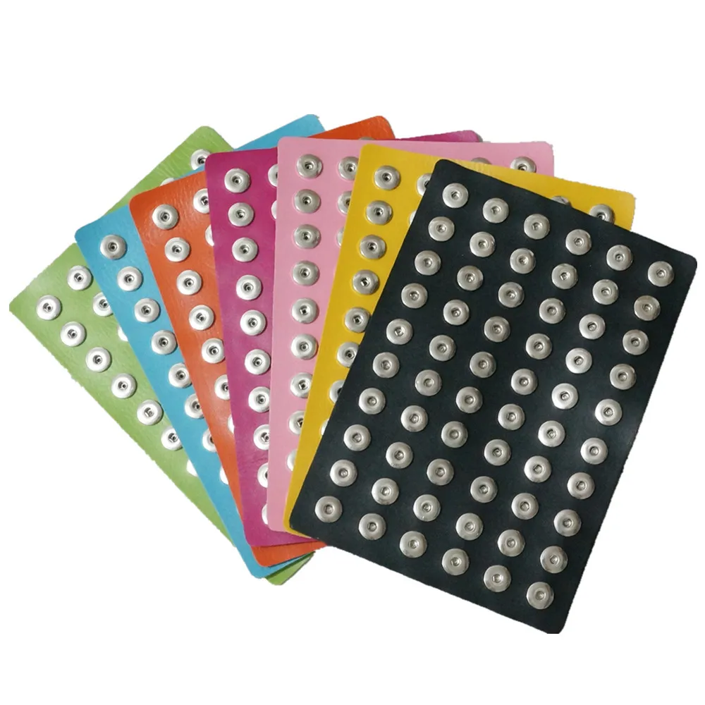 

New High Quality 7colors Genuine Leather Snap Display 66buttons fit 18mm snap buttons snap jewelry Soft Display Stand