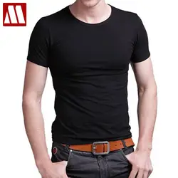 Stretch Men T Shirt Men's O-neck Short-sleeve T Shirts Casual Slim Solid Color Tshirts Men Tops Tees Special Sales Cotton S-5XL