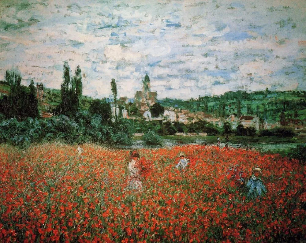 

100% handmade landscape oil painting reproduction on linen canvas,poppy-field-near-vetheuil by claude monet ,Free DHL Shipping