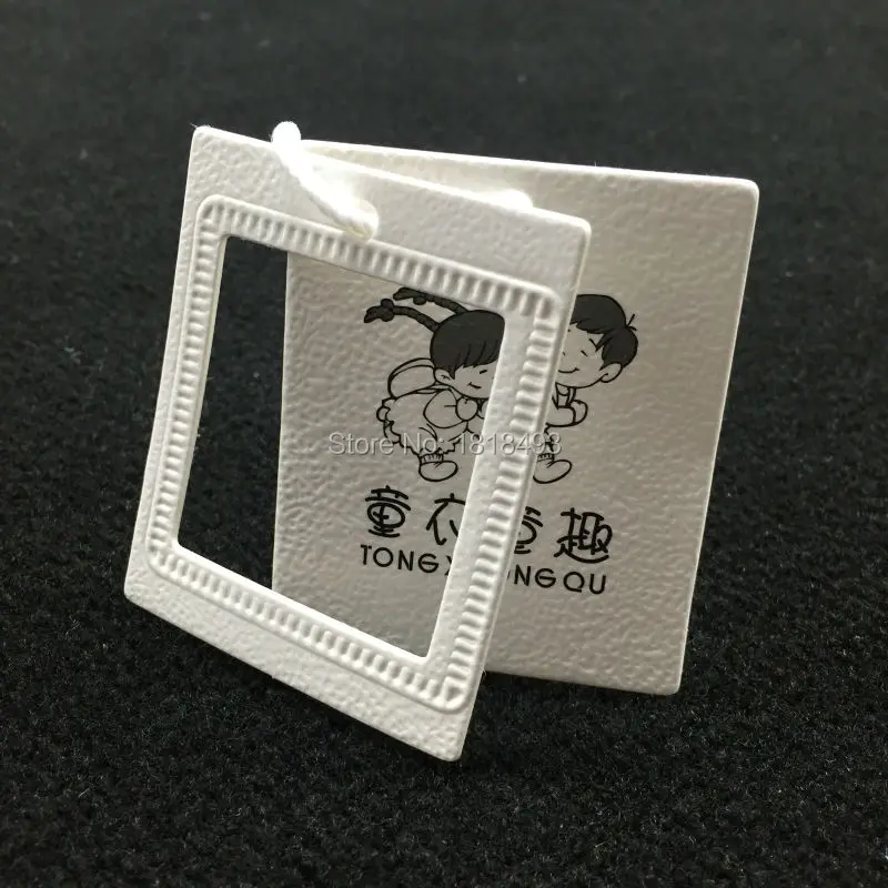 Customized clothing shape cutting tag/embossed tags/garment paper tag printing/clothing label/kids label printing 1000 pcs a lot