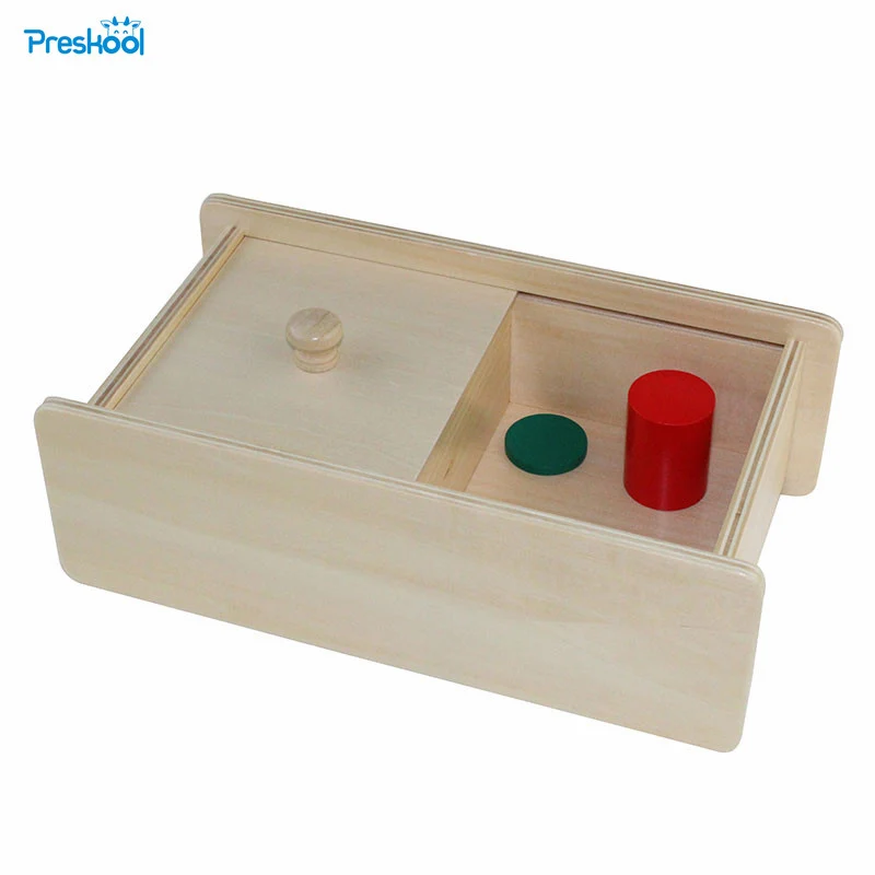 

Montessori infant baby Toy Box With Sliding Lid Wood Learning Educational Preschool Training Brinquedos Juguets 24 months toys