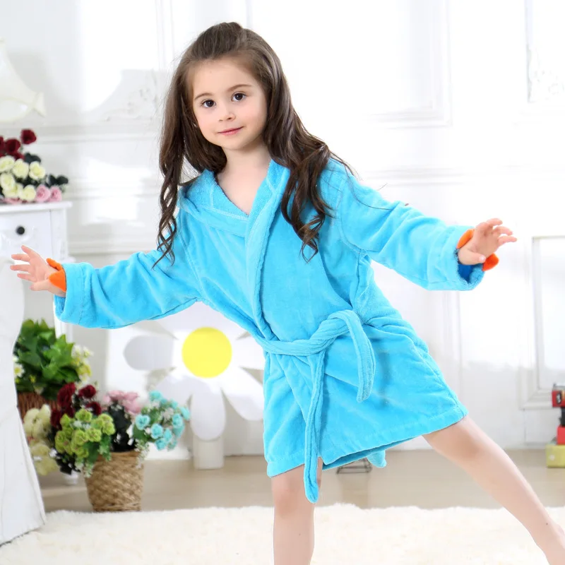 Anyongzu Unisex Hooded Robes Children Cartoon Bathrobe Baby Cloak Bath Towel Factory Direct Sale S 50cm baby