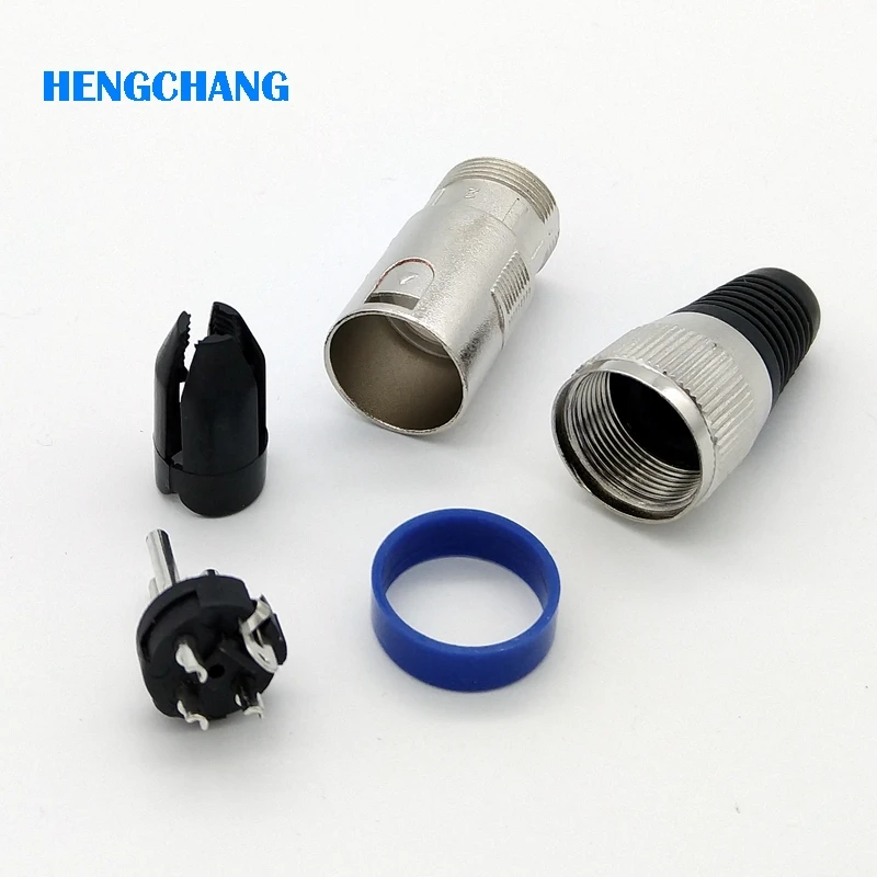 3Pin Metal XLR Male Connector Microphone Connector MIC Plug For 6.5mm Cable Blue Color 1Pcs