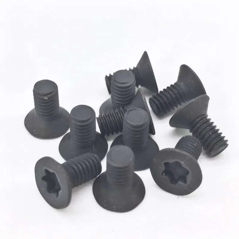 Parafuso torx de cabeça plana, parafuso tork de cabeça plana com seis parafusos em aço de carbono m2, 5, m3, m4 com 100 peças