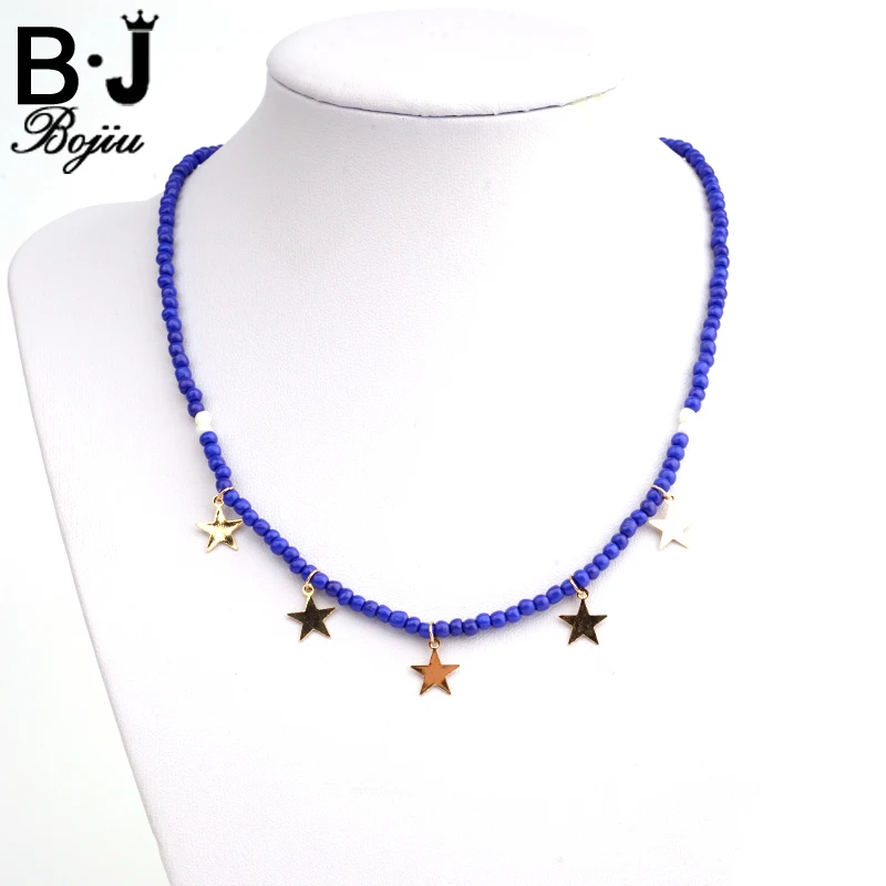 

Bojiu Stars Pendant Necklace For Women Seed Bead Exquisite Necklace Festival Gifts Young New Jewelry For Christmas NKS116