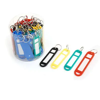 50 pcs Titular Clipe de Crachá De Plástico Tag Nome Keychain Preto Verde 65mm x 17mm