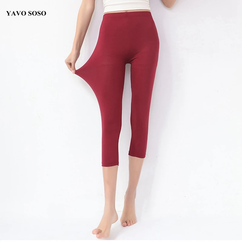 YAVO SObucWomen-Leggings d'été pour femmes, pantalons de navigateur modal, grande taille 7XL, document bonbon, 11 couleurs