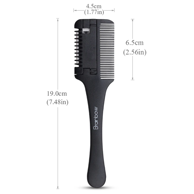Brainbow 1pc Hair Cutting Comb Black Handle Hair Brushes with Razor Blades Cutting Thinning Trimmin Hair Salon DIY Styling Tools image 2