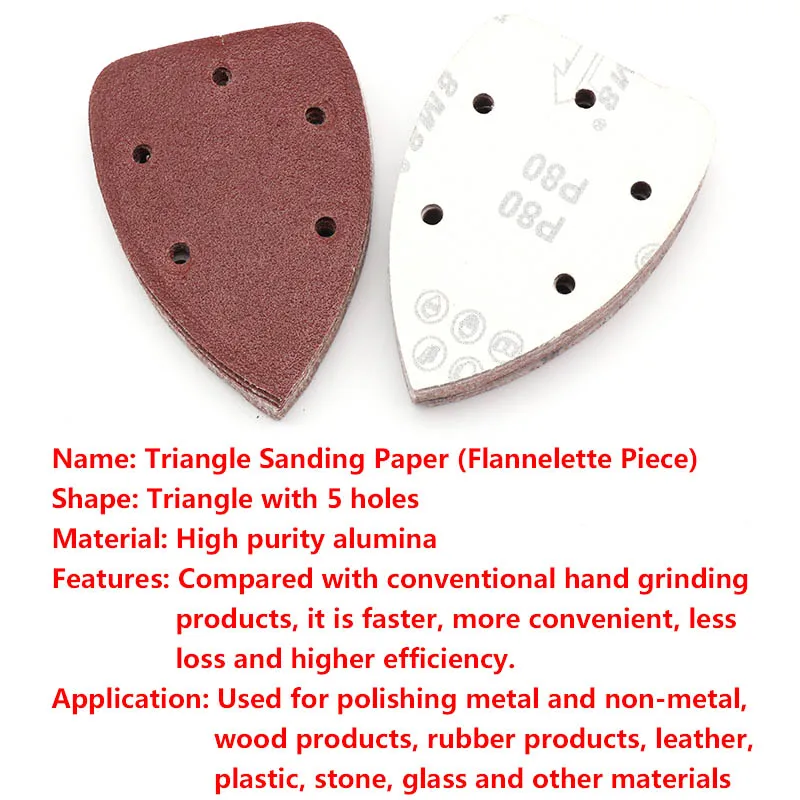 10pcs 140x90mm Self-adhesive Sandpaper Triangle Sander Grit 40-400 Sand Paper Sanding Disc Abrasive Tools For Polishing Wood