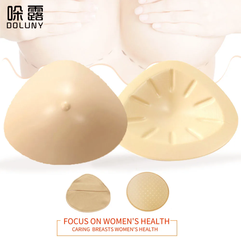 Silicone Breast Form Artificial Lightweight Triangle Silicone Fake Breast Prosthesis 100g 400g has Protective Cover  D30