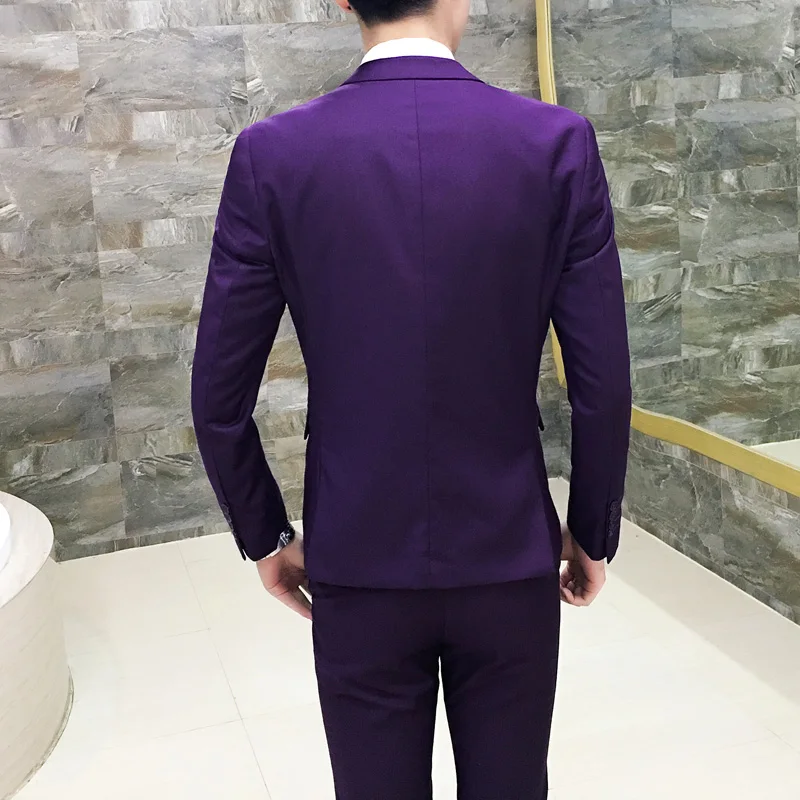 (10 colores) chaqueta + pantalones + chaleco/traje traje de negocios para hombres herramientas profesionales 3 juegos, trajes de presentador de vestido de boda para novio