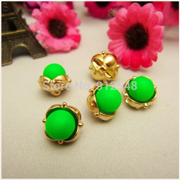 RS53040 10pcs,12mm gold metal button in Gold&green color,Imitation pearls brand buttons,garment accessories DIYmaterials