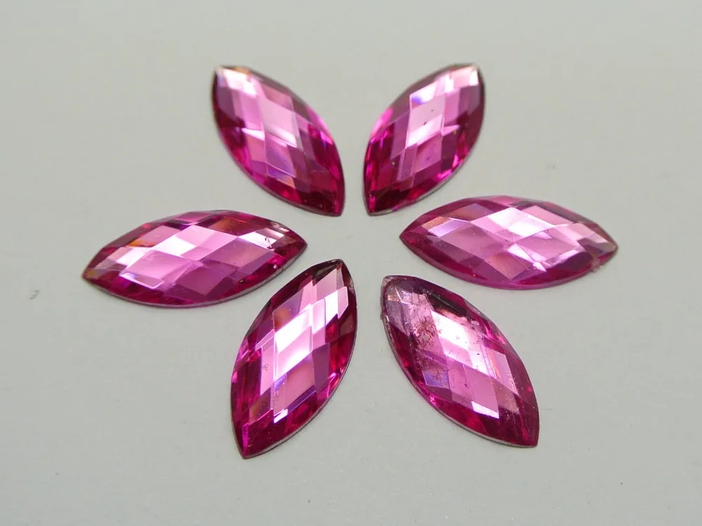 

100 Hot Pink Flatback Acrylic Horse Eye Rhinestone Gems 9X20mm No Hole