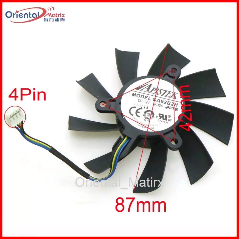 

Free Shipping GA92B2U - PFTB 12V 0.35A 4Pin 87mm VGA Fan For Dataland DEVIL R9 390X Graphics Card Cooler Cooling Fan