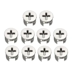 Uxcell New Hot 10pcs Furniture Side Connecting 15 x 12mm Cam Fitting Dowel Pre-inserted Nut Furniture Cam Lock Nut Fastener
