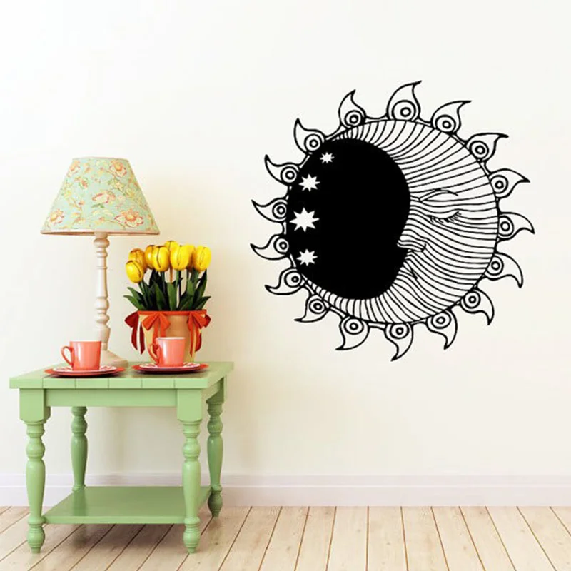 

Sun Wall Sticker Moon Crescent Dual Ethnical Stars Symbol Wall Decals Vinyl Stickers Interior Home Decor Bedroom