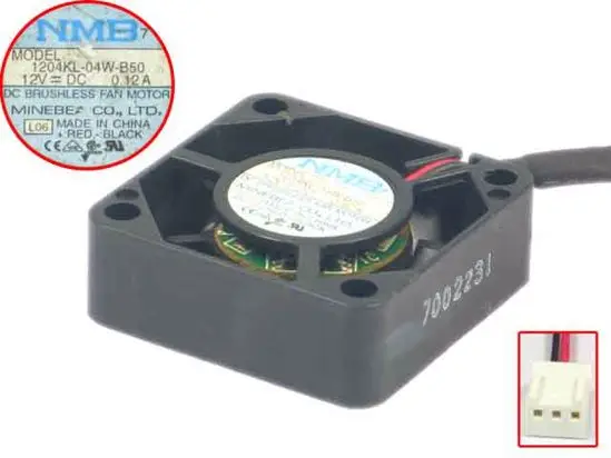 

NMB-MAT 1204KL-04W-B50 L06 DC 12V 0.12A 2-wire 30x30x10mm Server Cooling Fan