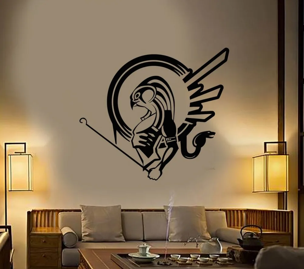 Solid Wall Stickers Ancient Egypt God Of Sun Ra Symbol Vinyl Sticker Wallpaper Bedroom Decal Wall Ornament Living Room D546