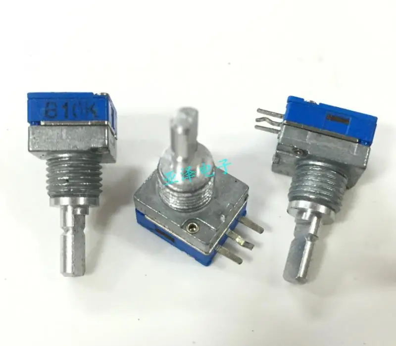 5pcs  Taiwan produces 09 types of precision potentiometers, single B10K, fine axis, long 15MM intercom volume potentiometer