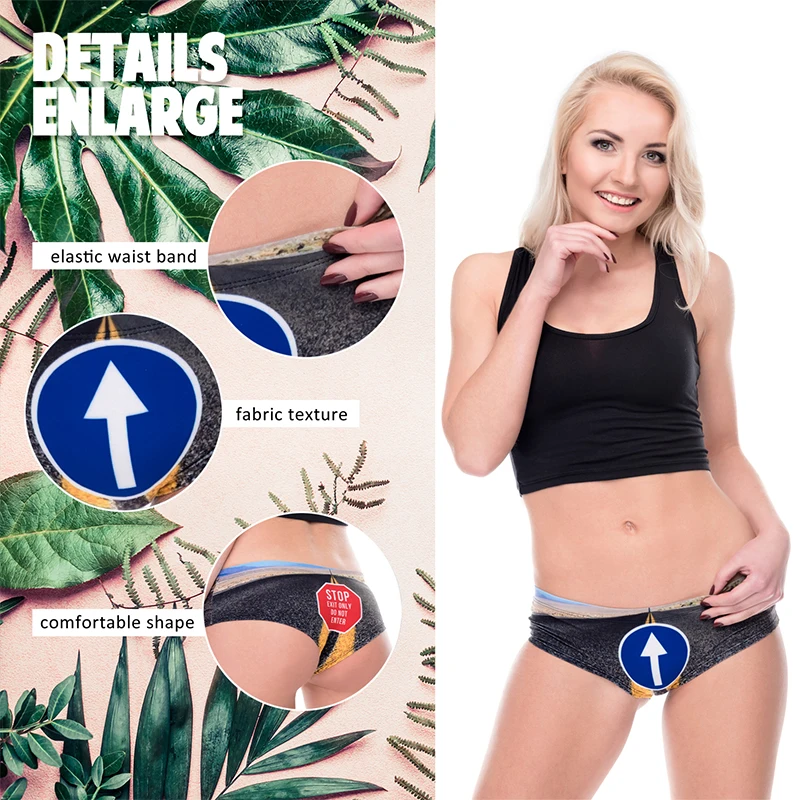 DeanFire New Fashion 3D Road Sign Print Super Soft Women Underwear Sexy Lingerie Panties for Girls