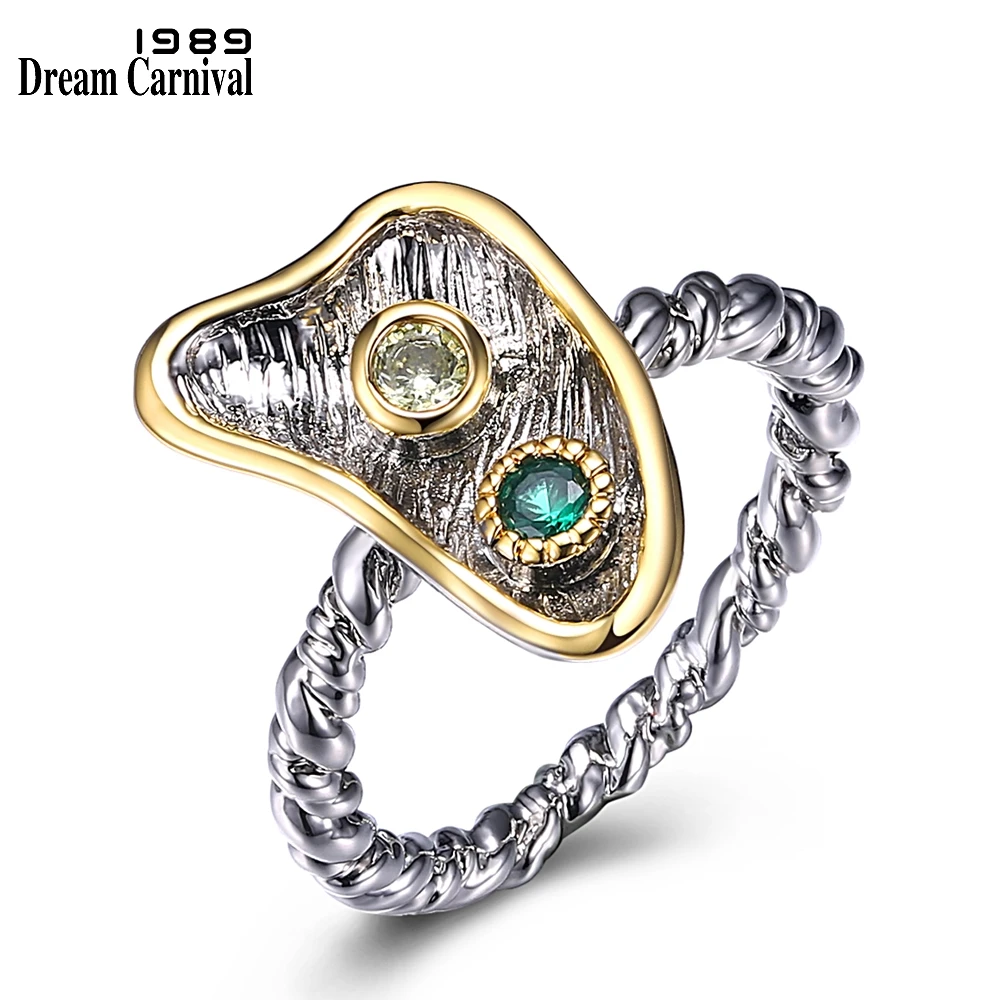 DreamCarnival1989 Super Cute Fashion Rings Women Twisted Band Green Olivine Zirconia Hot Sale Girls Female Jewelry WA11606