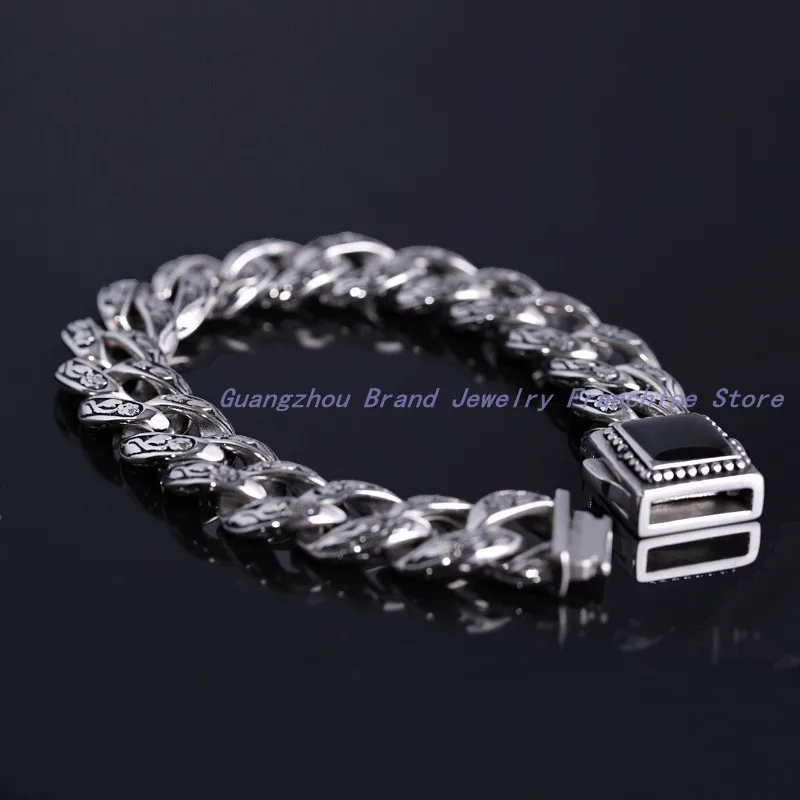 Promotion Sale Elegant 316L Stainless Steel Black Crystal And Link Chain Men's Bracelet Bangle,First Class Technology Good Gift