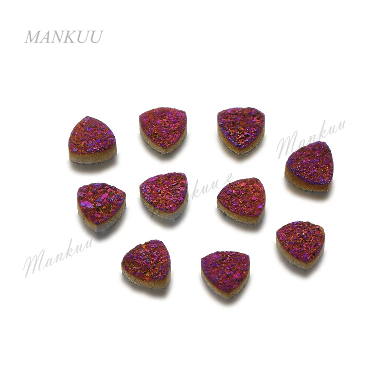 Multi-color Titanium Druzy Quartz Cabochon Stone Beads Triangle Natural Beads For Rings Earrings DIY Jewelry Accessories Gift